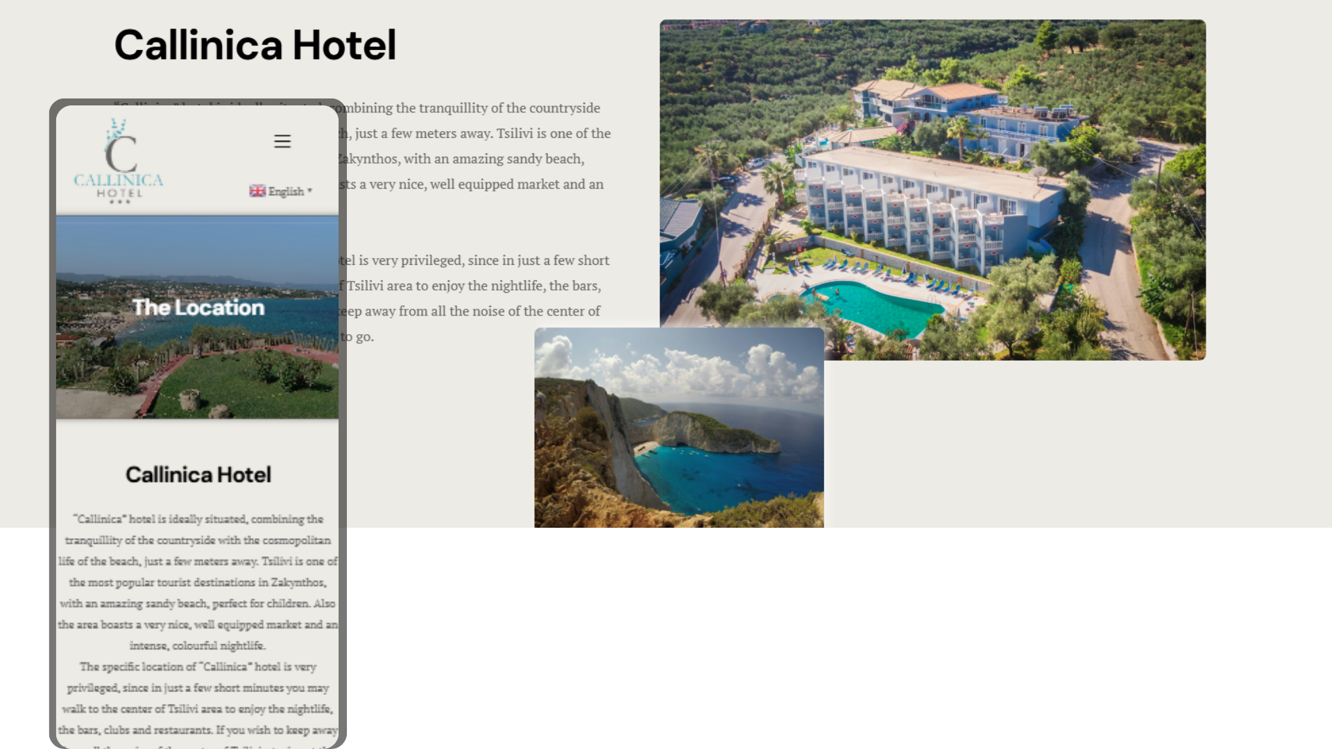 double view of a hotel, both in mobile and desktop version
